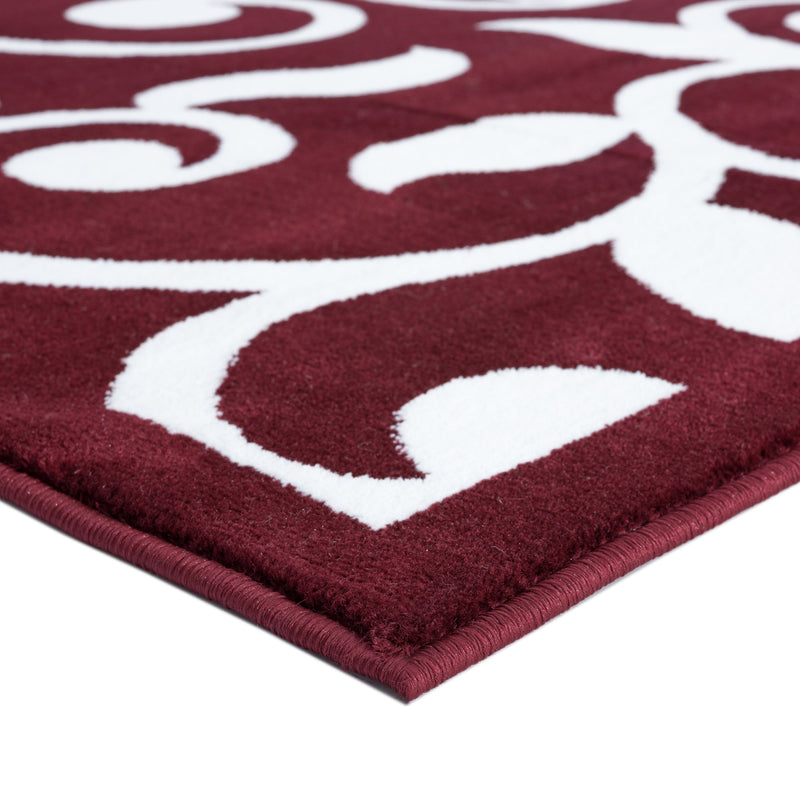 Sussexhome Beatrice Perfect Soft Area Rugs | Leaves - Red/White