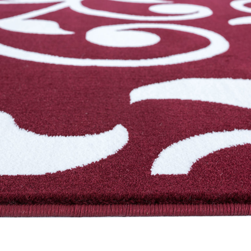 Sussexhome Beatrice Perfect Soft Area Rugs | Leaves - Red/White