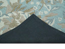 Beautiful Blue, Ivory and Olive Floral Design 8x10 Hand Tufted wool Rug