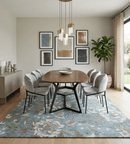 Blue Ivory Olive Floral Hand Tufted Wool Area Rug 8x10 - Soft Pile