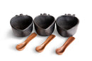 Set of 3 Black Heart Salseras Made of Barro Negro