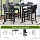 5 Piece Counter Height Table Set, Wooden Kitchen Table Set with Square Table and 4 Upholstered Chairs, Counter Height Dining Table with Crystal Decoration and Chair Set for Kitchen, Dining Room,Black