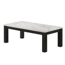 Modern 3 Piece Living Room Table Set With Faux Marble Top Wooden - Black / White by HouseOfZazla