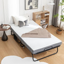 Foldable Metal Frame Bed For Guest With Memory Foam Mattress On Wheels, Saving Space Rollaway Bed by Unique Piece Furniture