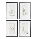 Architecture Wall Art Prints, Home Decor Art For Living Room Dining Room Entryway (Set of 4) - White / Black by Unique Piece Furniture