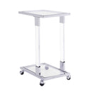 Glass Top C Shape Square Table With Metal Base For Living Room by Unique Piece Furniture