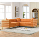 Oversized L - Shaped Corner Sofa, 5 Seater Sectional With 3 Cushions, Living Room Furniture - Orange by HouseOfZazla