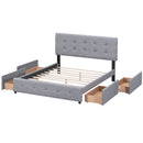 Upholstered Platform Bed With Classic Headboard And Drawers, No Box Spring Needed by Unique Piece Furniture