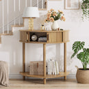 Half Moon Console Table For Living Room - Walnut