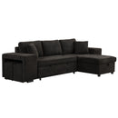Modern L-Shape 3 Seat Reversible Sectional Couch, Pull Out Sleeper Sofa With Storage Chaise And 2 Stools For Living Room Furniture Set by Unique Piece Furniture