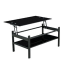 Glass Lift Top Coffee Table, Modern Simple 2-Layer Tempered Glass Coffee Table For Living Room - Black by Unique Piece Furniture