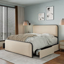 Modern Bed With Curved Upholstered Headboard and Footboard