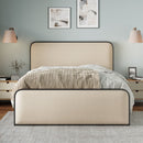 Modern Bed With Curved Upholstered Headboard and Footboard