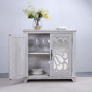 Elegant Sideboard With 2 Acrylic Mirrored Doors, Adjustable Shelf Storage by HouseOfZazla
