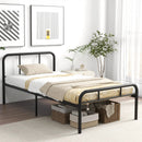 Modern Metal Platform Bed with Headboard and Footboard-Black by DirectDeals