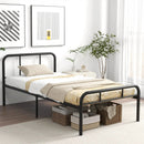 Modern Metal Platform Bed with Headboard and Footboard-Black by LJGDeals