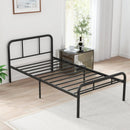 Modern Metal Platform Bed with Headboard and Footboard-Black by LJGDeals