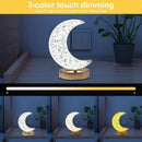 GobekUsa Bedroom Crystal Touch Dimming Night Light Girls Room Home Decor Aesthetics USB Bedside LED Ambient Table 3D Moon Lamp