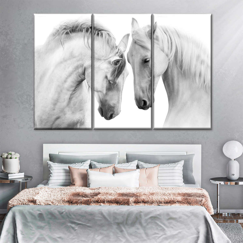 White Horse Couple Wall Art