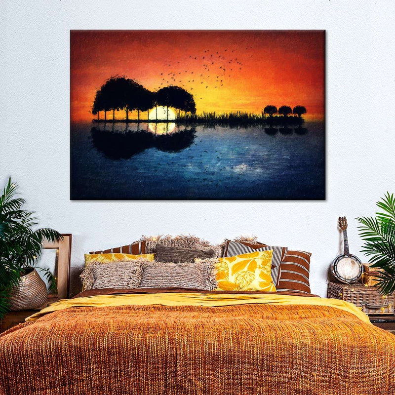 Guitar Sunset Wall Art