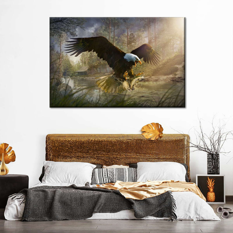 Bald Eagle Catching Fish Wall Art