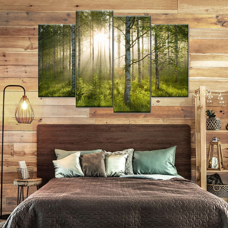 Birch Forest Sunlight Wall Art