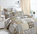 DaDa Bedding Bohemian Olive Brown Moroccan Paisley Floral Filigree Patchwork Cotton Bedspread Set (JHW-885)