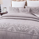 DaDa Bedding Whimsical Lavender Grey Cottage Soft Quilted Coverlet Bedspread Set (JHW866)