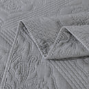 DaDa Bedding Floral Vintage Stone Wash Grey Matelassé Ash Silver Diamond Pattern Quilted Bedspread Set (JHW855)