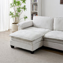 Living Room Furniture Sofa Luxury Couch Four Seater with Two Ottomans Soft Chenille Upholstered U Shape Sofa