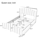 3 Pieces Bedroom Sets Queen Size Velvet Upholstered Platform Bed Vertical Channel Tufted Headboard and Two Three-drawer Nightstands,Beige