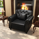 Upholstered Sofa With Nailhead Trim, Rolled Armrests With Ottoman by HouseOfZazla