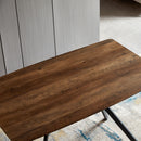 Modern Minimalist Style Dining Table MDF Wooden Top Metal Shelf Metal Heat Transfer Legs Leveling Feet For Dining Room Kitchen Office Table - Walnut / Black by HouseOfZazla