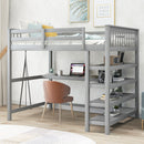 Loft Bed With Storage Shelves And Under Bed Desk by Unique Piece Furniture