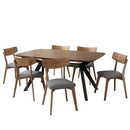 7-Pieces Upholstered Dining Set With Rubberwood Frame