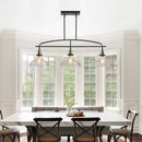 Industrial 3-Light Pendant Chandelier with Clear Glass Shades