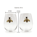Jeweled Bee Stemless Wine Glasses by Jersey Art Glass