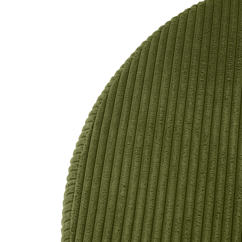 Upholstered Round Ottoman,Olive Green,Corduroy