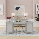 Selena - Double Pedestal Desk - Rustic White by HouseOfZazla