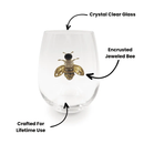 Jeweled Bee Stemless Wine Glasses by Jersey Art Glass