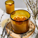 Pure Beeswax Candle in Blown Glass by Bluecorn Candles