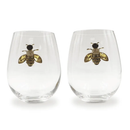 Jeweled Bee Stemless Wine Glasses by Jersey Art Glass