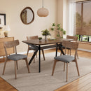 5-Pieces Upholstered Dining Set With Rubberwood Frame