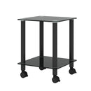 2-Piece Black Side Table, 2-Tier Space End Table, Modern Night Stand, Sofa table, Side Table with Storage Shelve