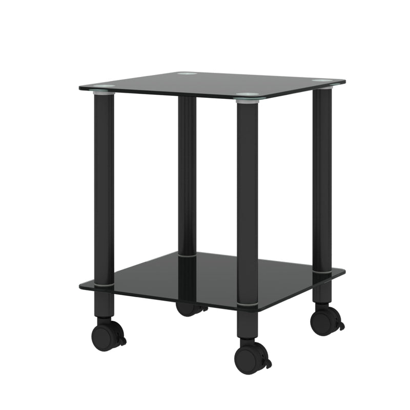 2-Piece Black Side Table, 2-Tier Space End Table, Modern Night Stand, Sofa table, Side Table with Storage Shelve