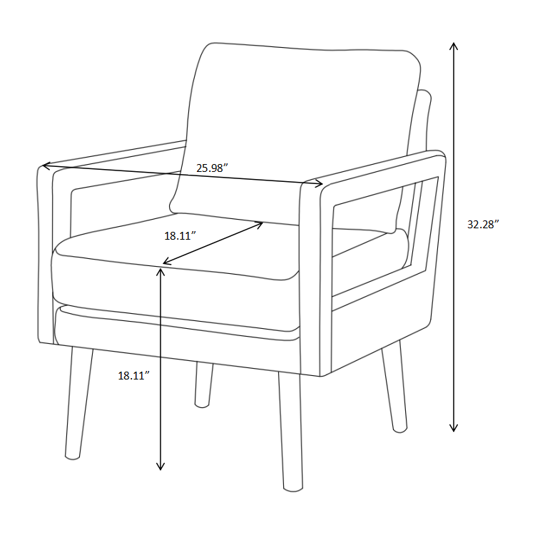 Mid-Century Armchair, Accent Chair with Chenille Armrest & Soft Cushion for Living Room, Bedroom, Home Office, Study, Dark Grayish Blue