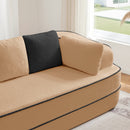 Elysees Right Chaise Sofa W/Pillows Teddy Fabric -Camel