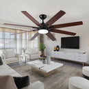 Large Ceiling Fans With Lights And Remote, Indoor / Outdoor Modern Ceiling Fan For Kitchen Living Room Patio, 6 Speed Reversible Quiet DC Motor, Dual Finish 8 Blades - Black by HouseOfZazla