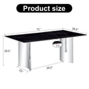 Modern Minimalist Dining Table with Imitation Marble Glass Top and Metal Legs
