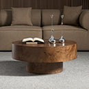 31.49" Burl Wood Veneer Round Coffee Table by HouseOfZazla